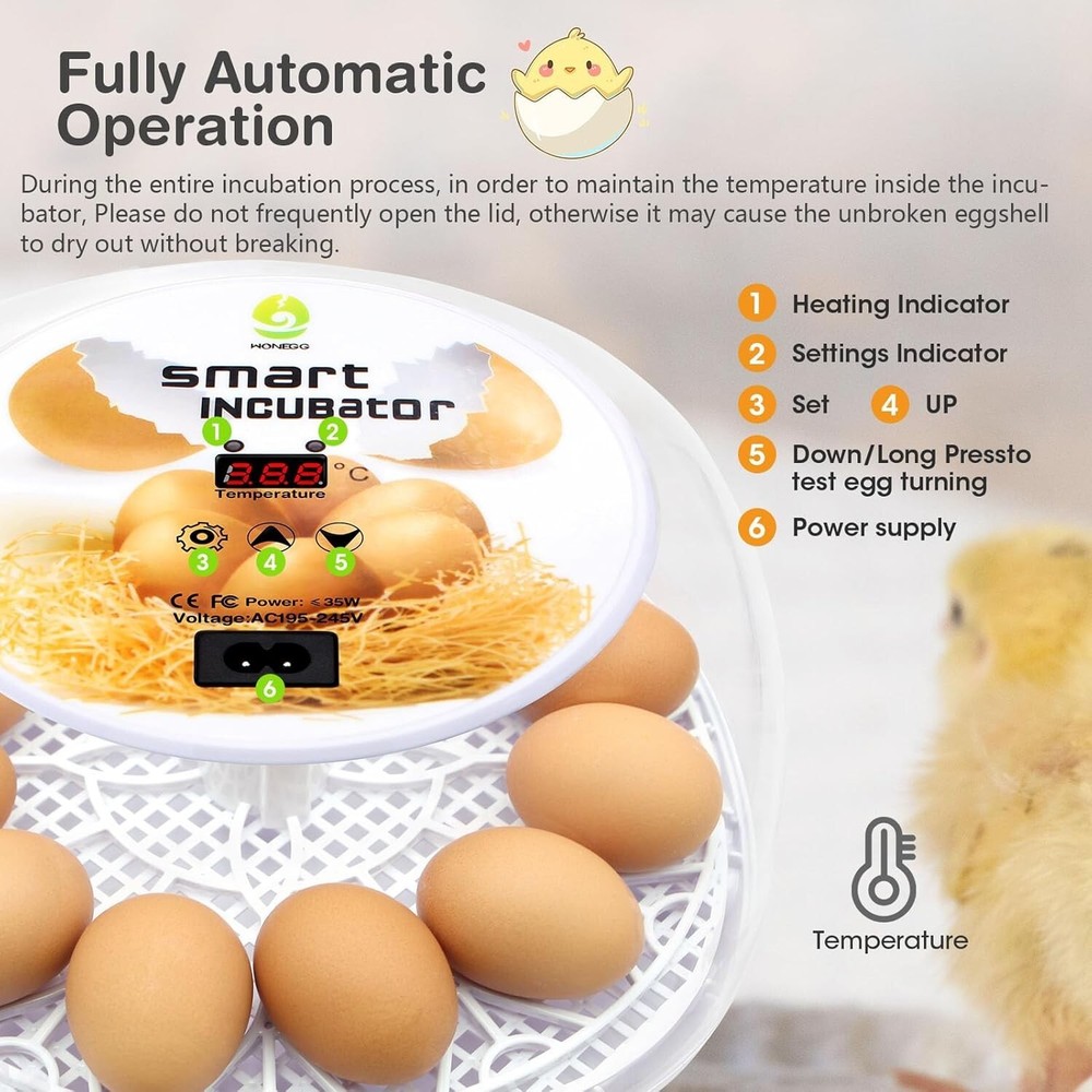 Incubators for Hatching Eggs, Egg Incubator with Automatic Egg Turning and Humid