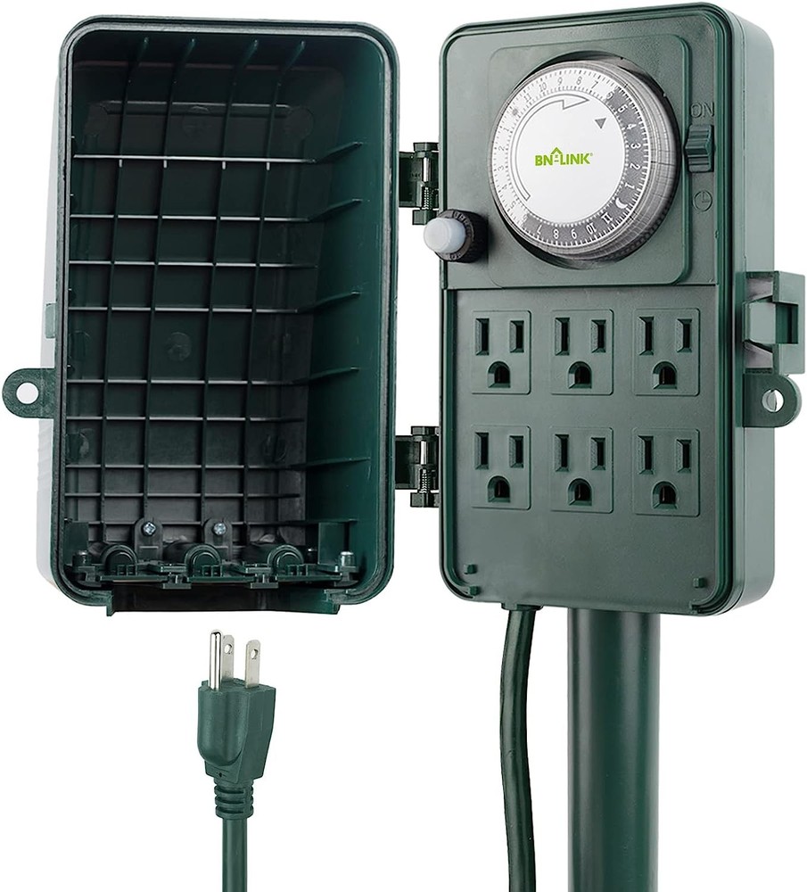 BN-LINK 24 Hour Mechanical Outdoor Multi Socket Timer - Black/Green