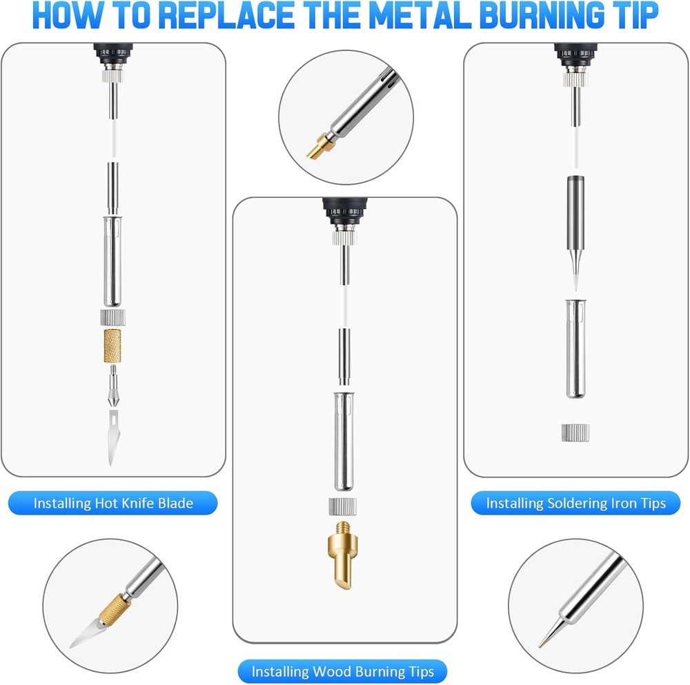 121pcs Wood Burning Tool Set with Adjustable Temp & Gloves for Pyrography