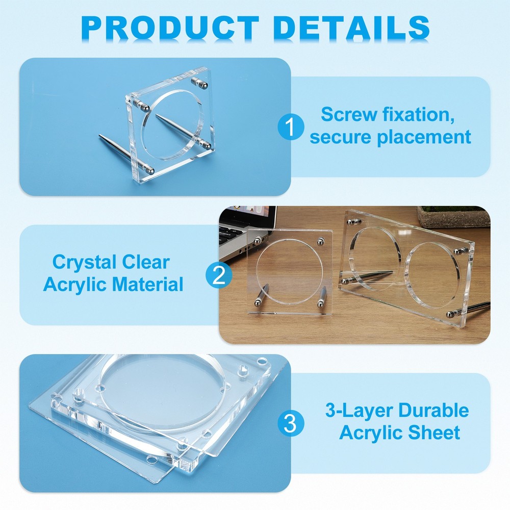 2.3" Acrylic Coin Display Frame 3D Floating Display Case Holder 3 Slots