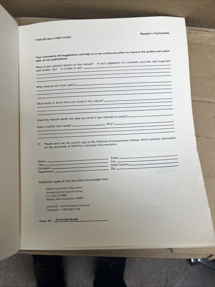 DEC digital TU58 DECtape II User Guide