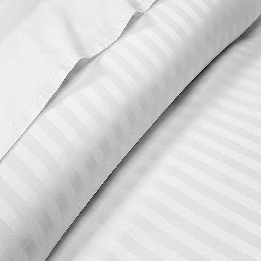 Extra Deep Pocket Fitted Sheet+2 Pillow Case 800 TC Egyptian Cotton White Stripe