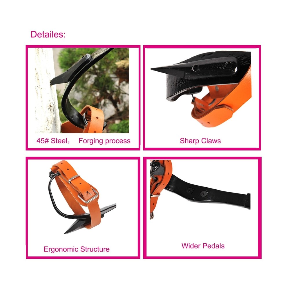 Tree Climbing Spikes Set, Height Adjustable Tree Climbing Gear with Non-Slip ...