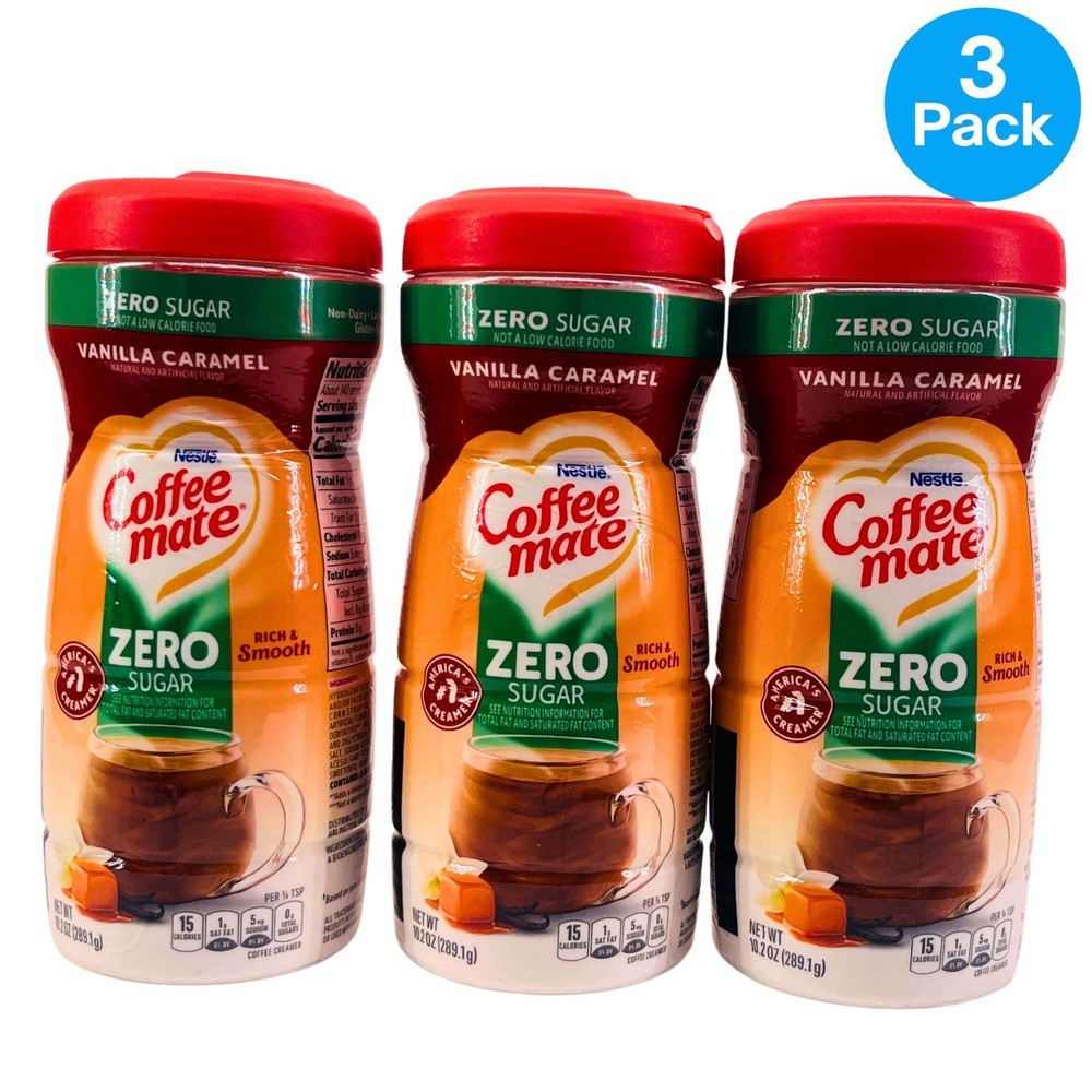 Coffee Mate Zero Sugar Vanilla Caramel 10.2oz 3 Pack New