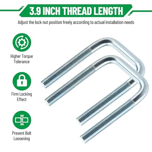 4 Pack Square U Bolt for 3 Inch Wide Leaf For 3" Wide Leaf Spring-4 Pack