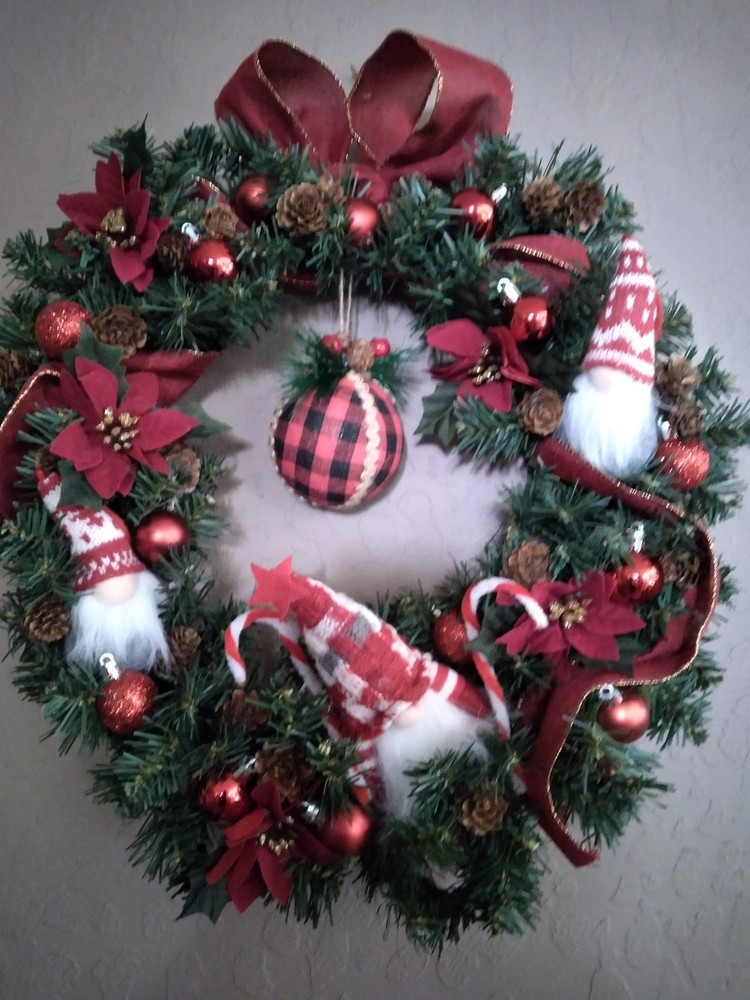 Gnome Handmade Christmas Wreath,New 15"