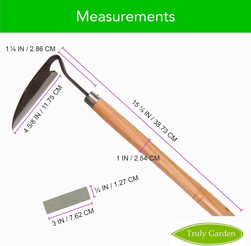 Effortless Weeding Tool with Sharp Sickle & Leather Sheath