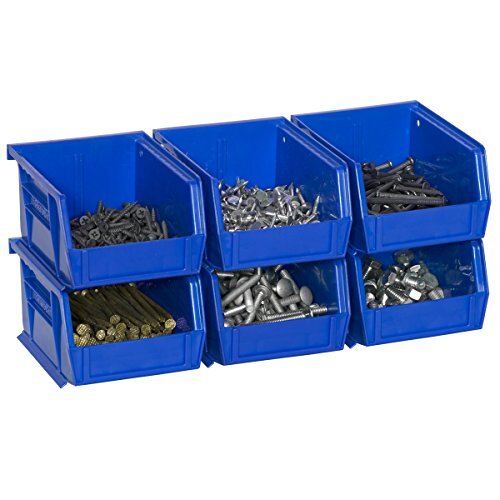 Plastic Storage Bins Hanging Stacking Containers, 5"/4"/3" - 6 Pack