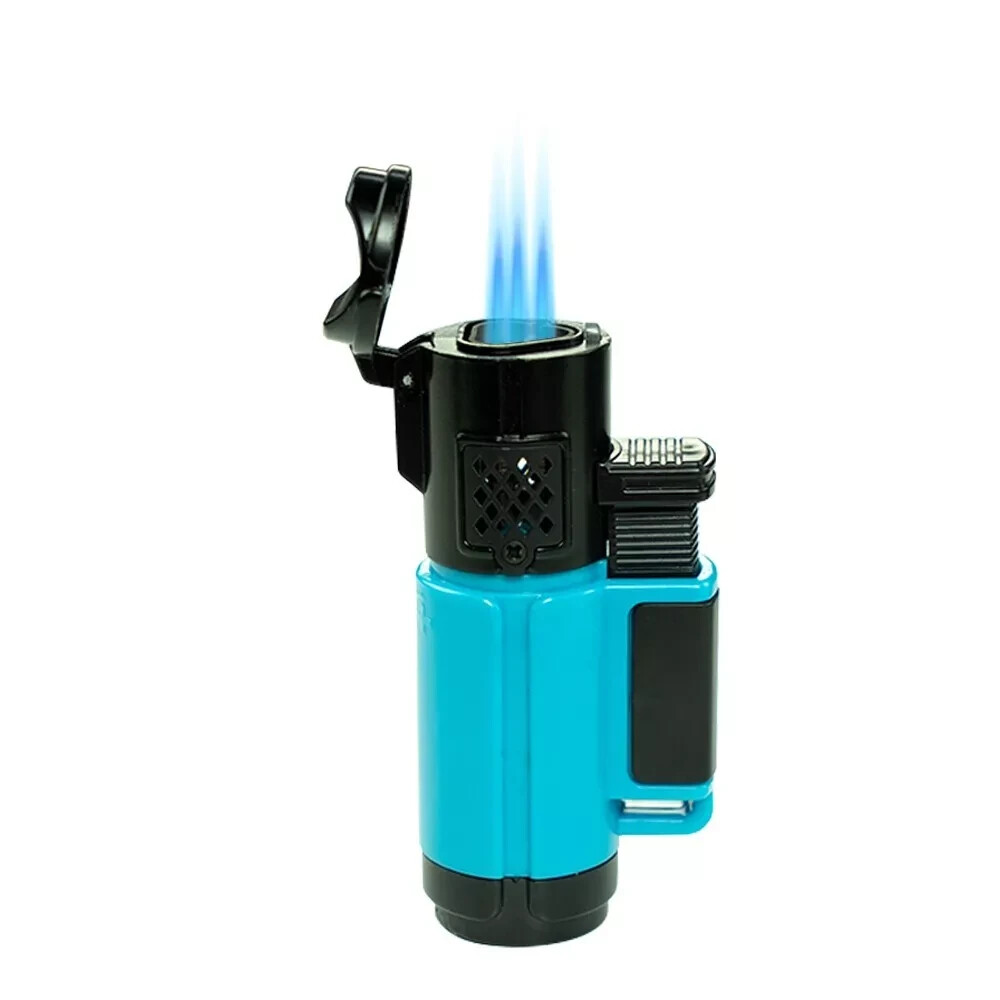 Triple Jet Flame Torch Lighter Refillable Lockable Windproof W/ Puncher/1 piece