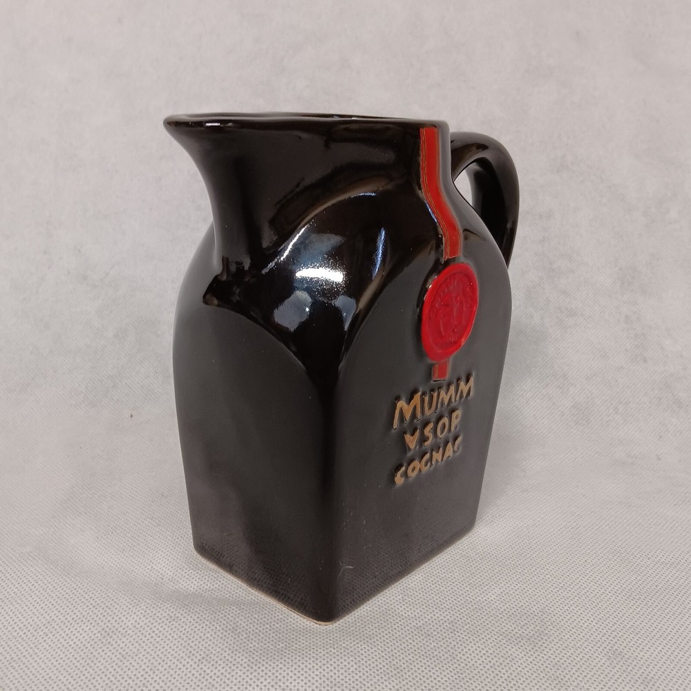 Advertising Mumm VSOP Cognac Water Pitcher Black Ceramic