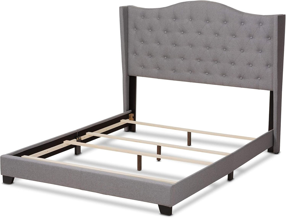 Stylish King Grey Bed Frame - Box Spring Required for Ultimate Comfort