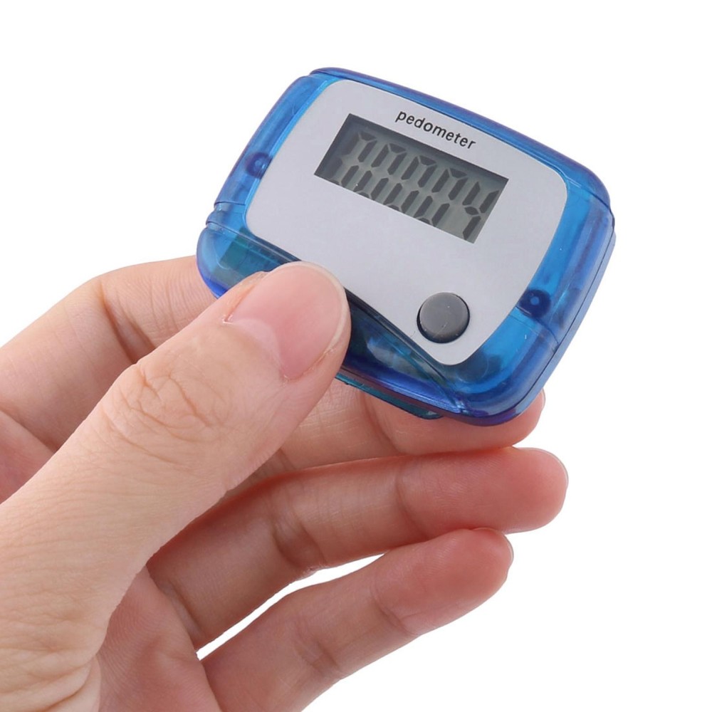 Blue Shell 5 Digits LCD Display Digital Step Counter Pedometer w Clip