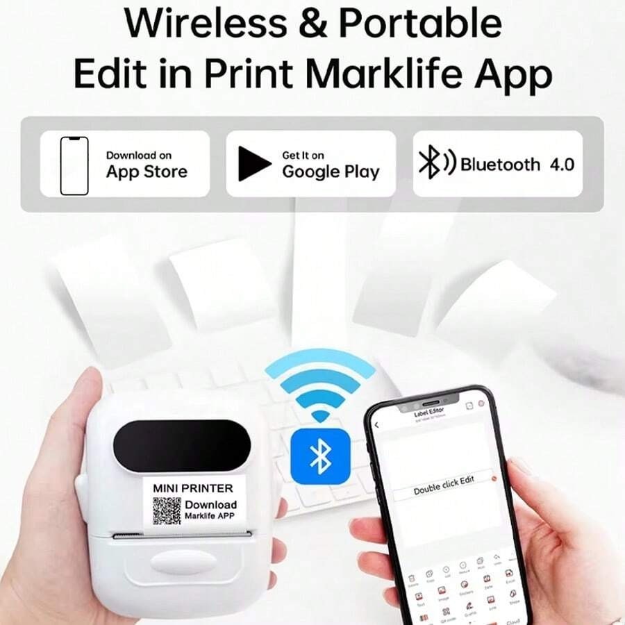 Marklife P50 Bluetooth Mini Thermal Label Maker White Rechargeable