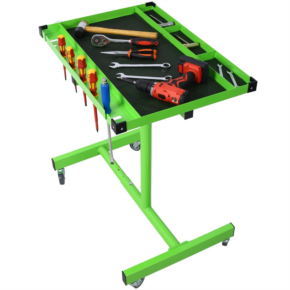 Adjustable Work Table with Drawers Rolling Tool Tray with Wheels 220lbs Capacity