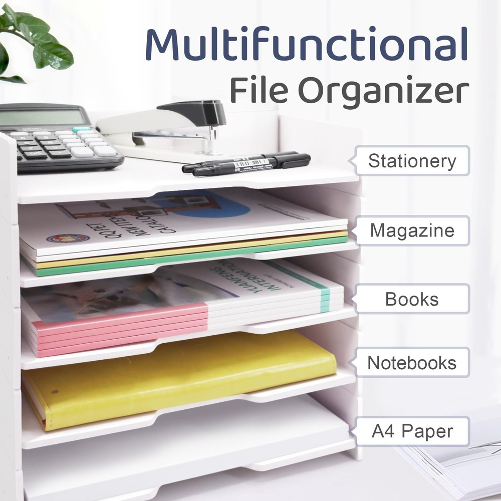 5-Tier Stackable Paper Tray - File Organizer for Desk, Paper Sorter, Desktop ...