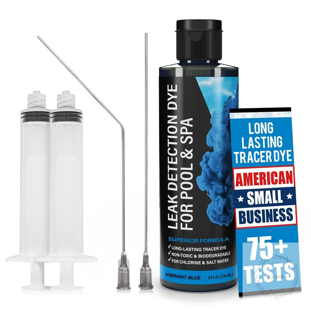Pool Leak Detection Dye Kit - 75+ Tests 2 Stainless Steel Precision Applicators