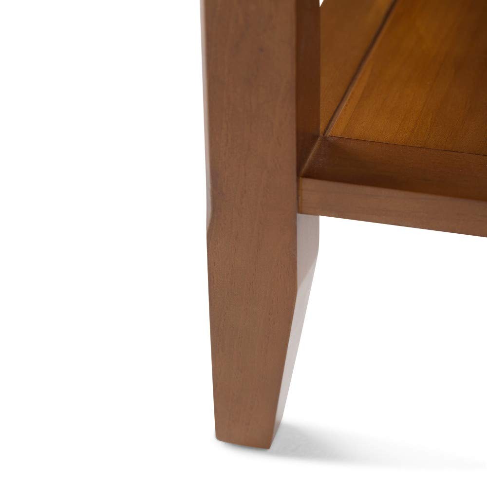 Acadian End Table - 19 inch Wide Solid Wood Square Side Table with 2 Open She...