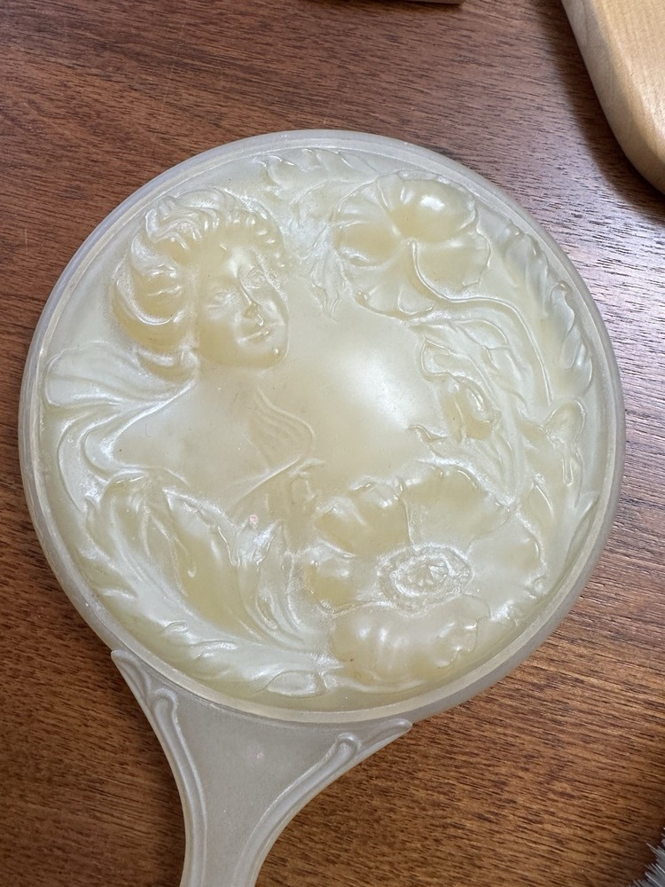 Vintage Wood and Celluloid Vanity Set