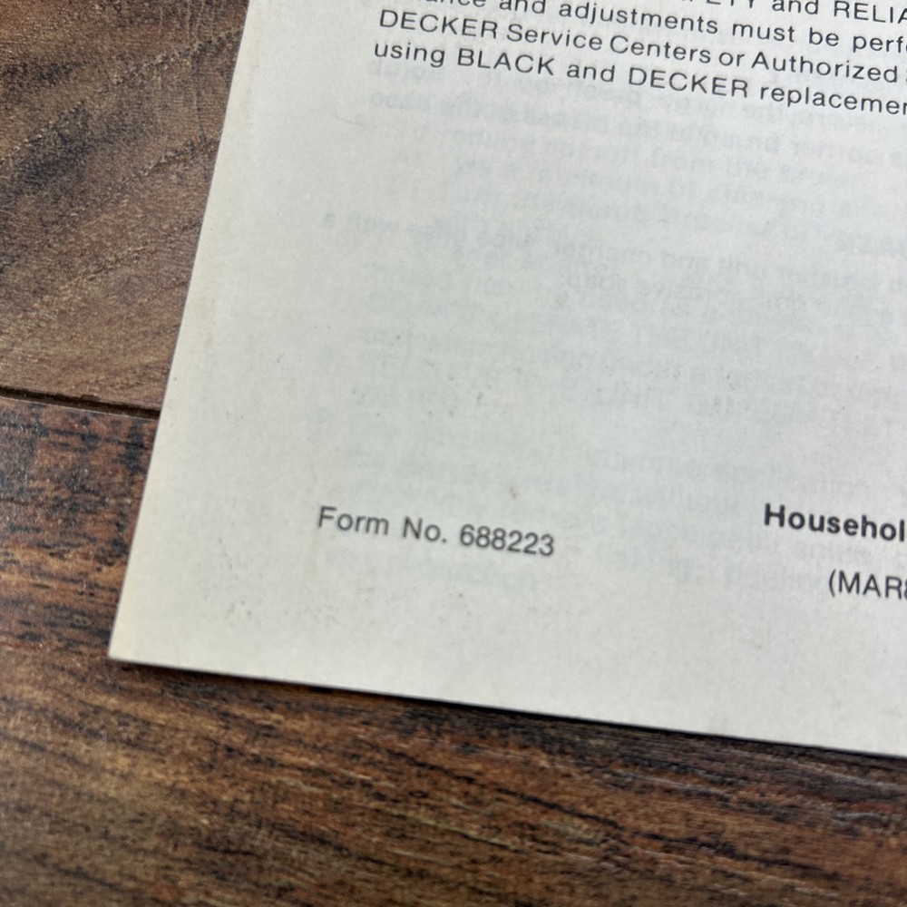 Vintage Black & Decker Scrub Brusher 9385 Owners Operators Manual