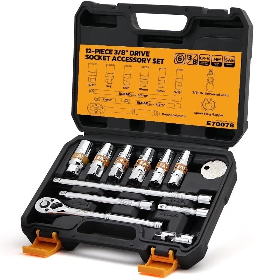 Efficient Spark Plug Socket Set - 12-Piece with Easy Identification & Storage
