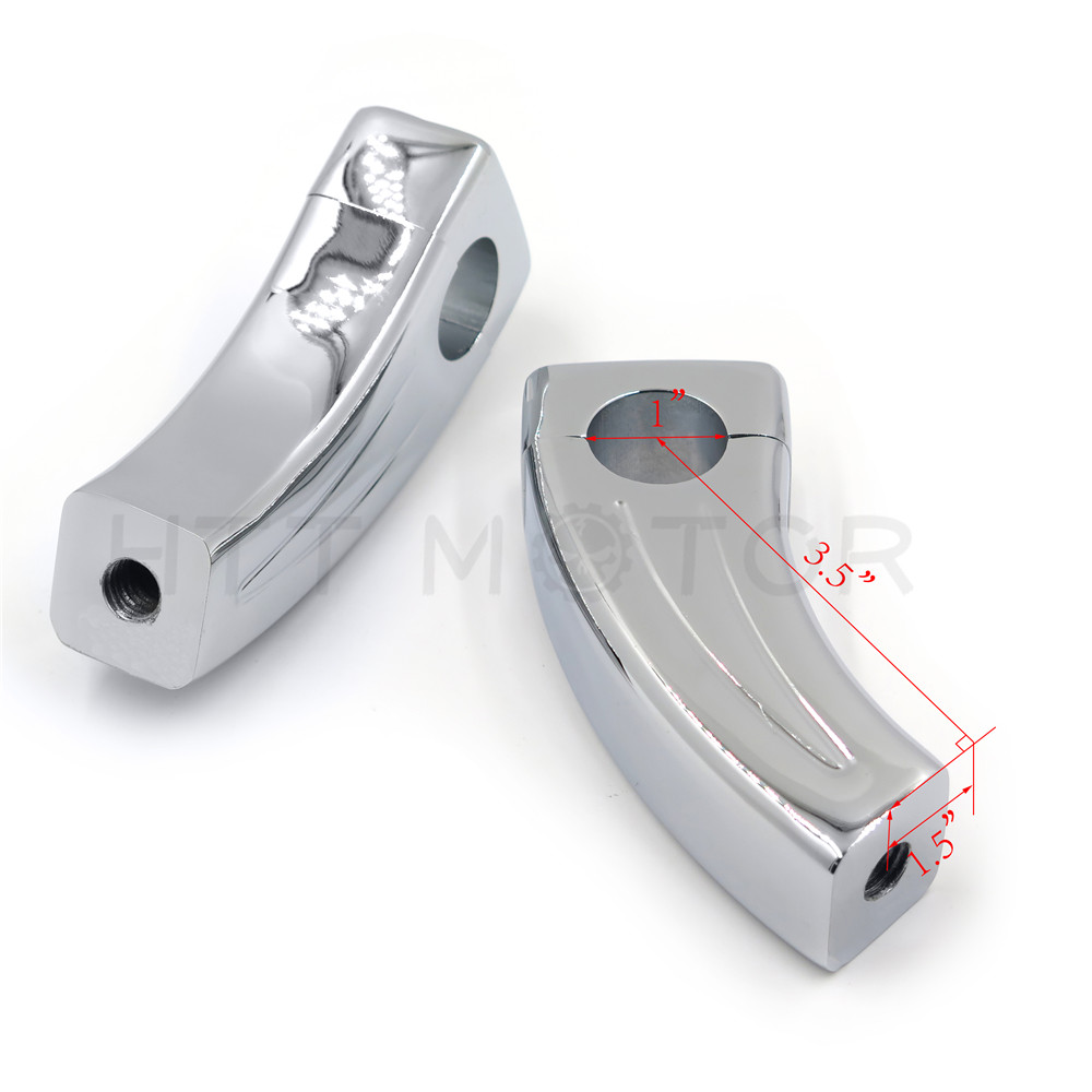 Pair 3.5 " Tall Black 25mm 1" HANDLEBAR RISER PULL BACK RISER Bar Chrome