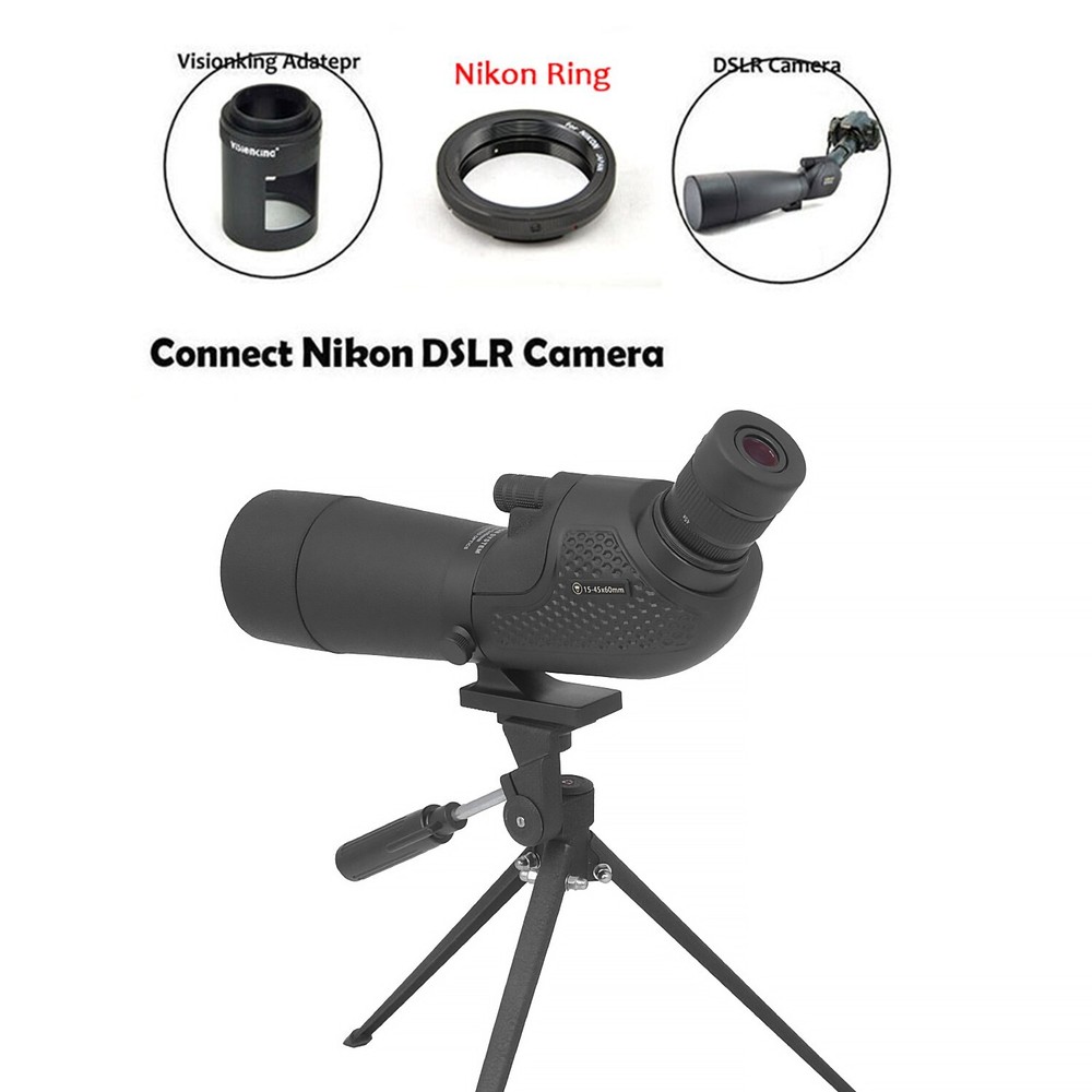 Visionking 15-45x60 45° Angled Spotting Scope T Ring Camera Adapter for Nikon