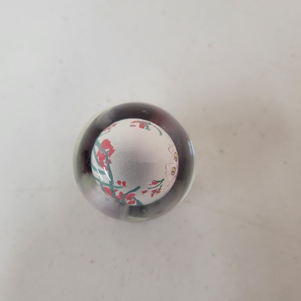 VTG Reverse Painted Cat Glass Ball Globe w Stand