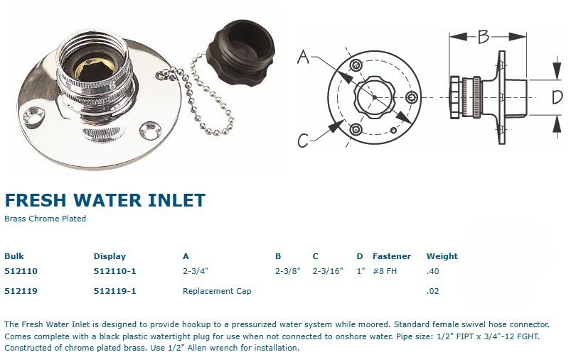 Sea-Dog Fresh Water Inlet, 512110-1