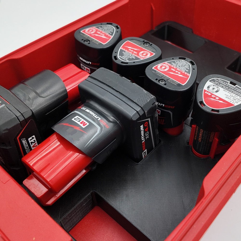 M12 Mixed Battery Organizer for Milwaukee Compact Packout insert