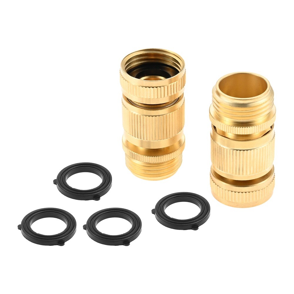 2Pack Garden Hose Quick Connector Solid Brass 3/4 inch GHT Quick Connect Release