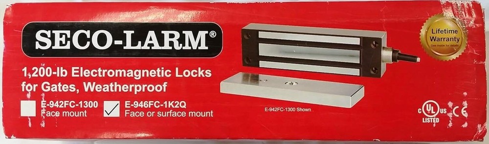 Seco-Larm E-946FC-1K2Q Electromagnetic Gate Lock with 1,200-lb Holding Force