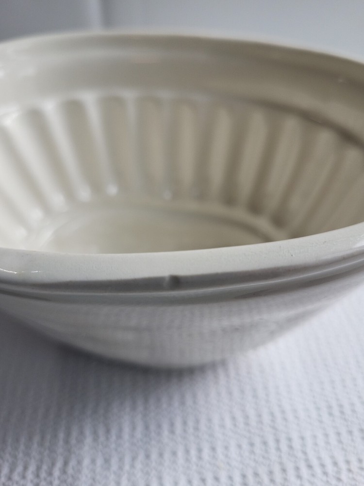 Antique White Ironstone Stoneware Deep Oval Corn Design Mold