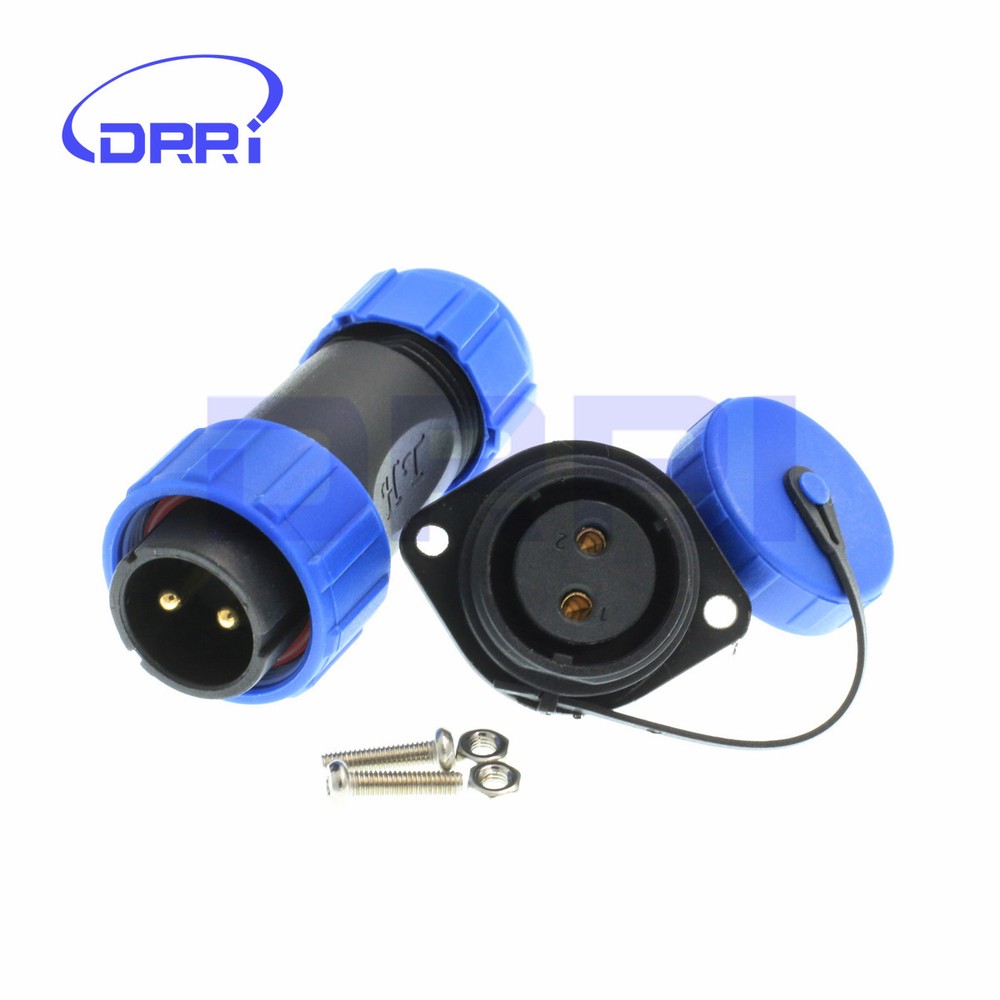 SP21 2pin Panel Mount Connector Screw Install Waterproof Aviation Connector IP65
