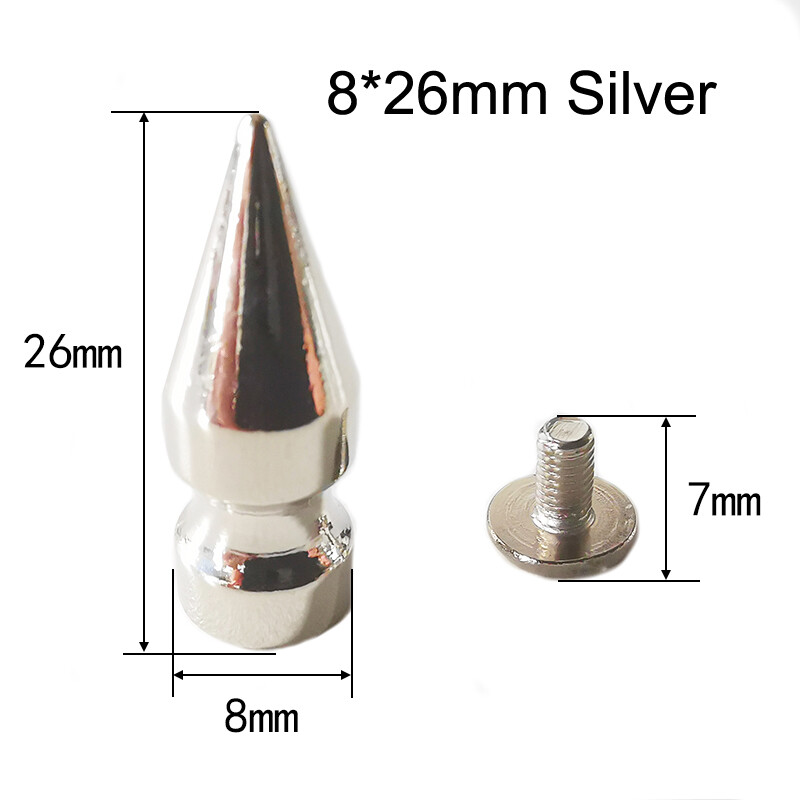 Hexagonal Metal Punk Studs Cone Spikes Spots Rivet for Leather Jacket Crafts DIY