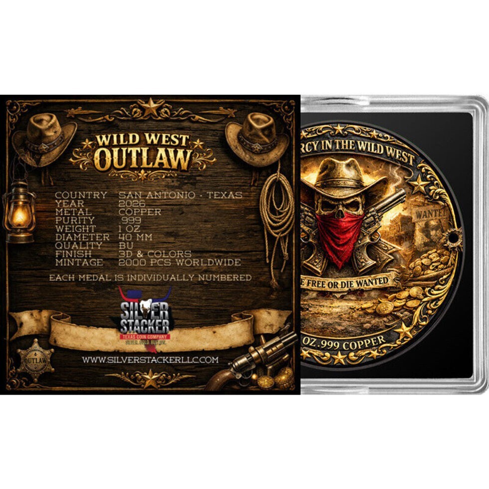PRESALE Wild West Outlaw 1 oz Copper Round