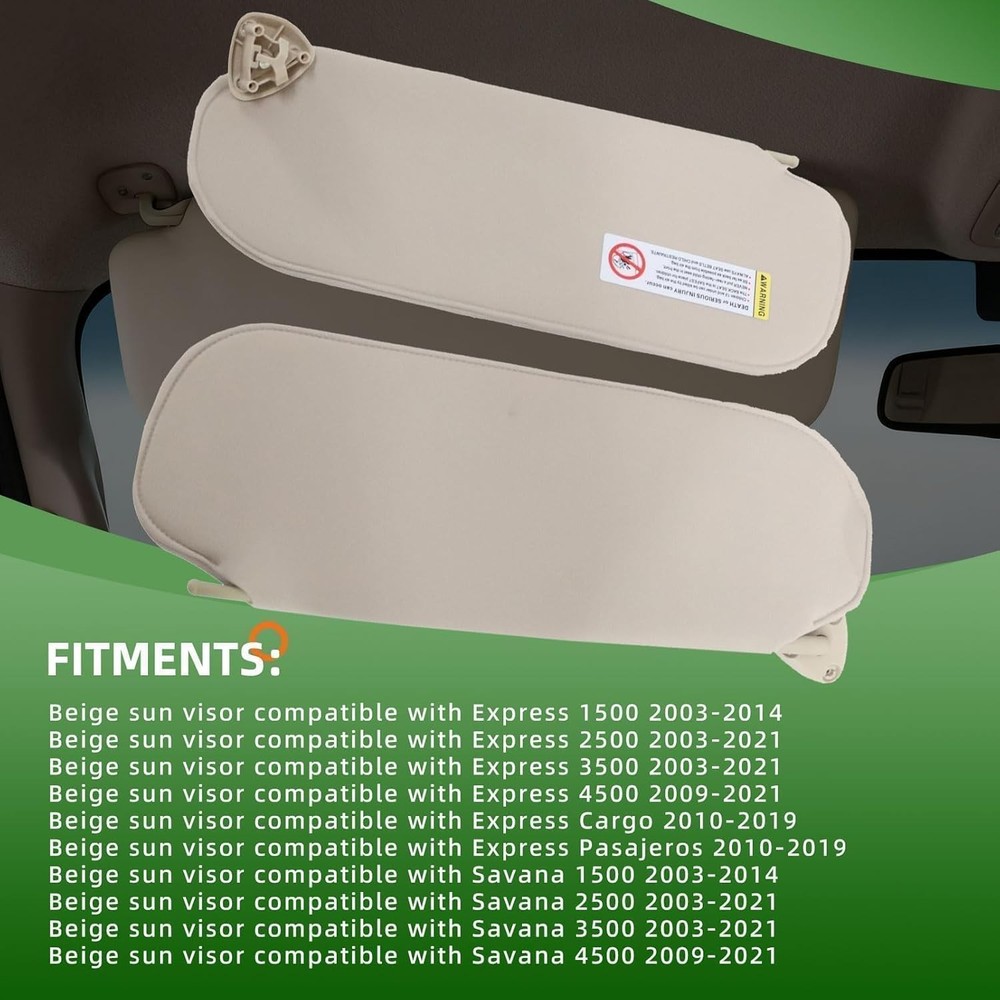 Beige Sun Visor Left Right Side Compatible with Express Savana 1500 2500 3500