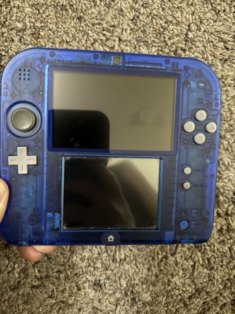 Nintendo 2DS Translucent/Crystal Blue Handheld Console,With Charger Tested)
