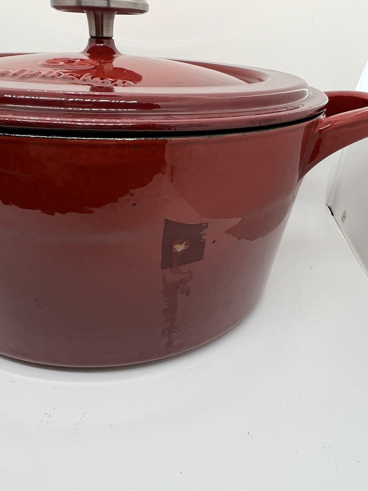 Calphalon 5 Quart Red Cast Iron Enameled Pot Dutch Oven