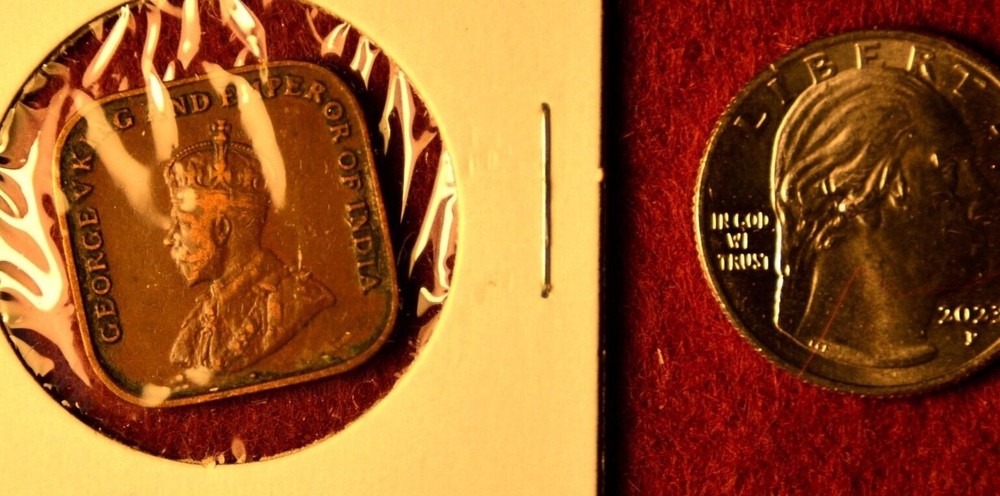 1920 Straits Settlements 1 Cent Square Coin.  (#C inventory)