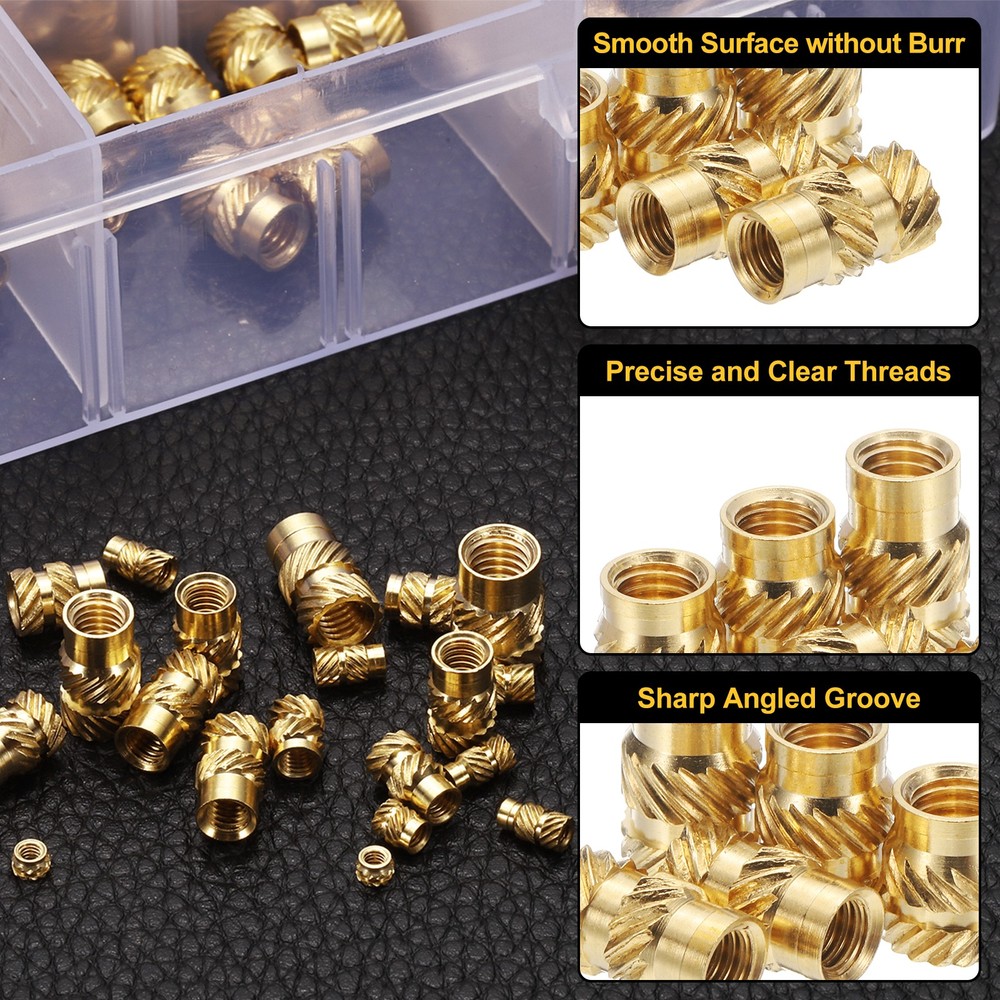 100pcs M4 M5 M6 Metric Threaded Inserts with Heat Set Insert Tips