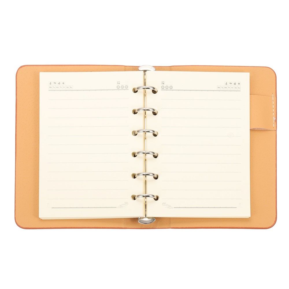 6 Ring Binder Cover A7 Notebook Binder 50 Sheets Line Paper, Brown