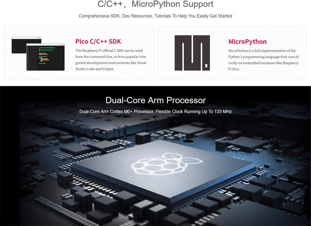 Pre-Soldered Raspberry Pi Pico Microcontroller with 133 MHz Dual-Core Processor