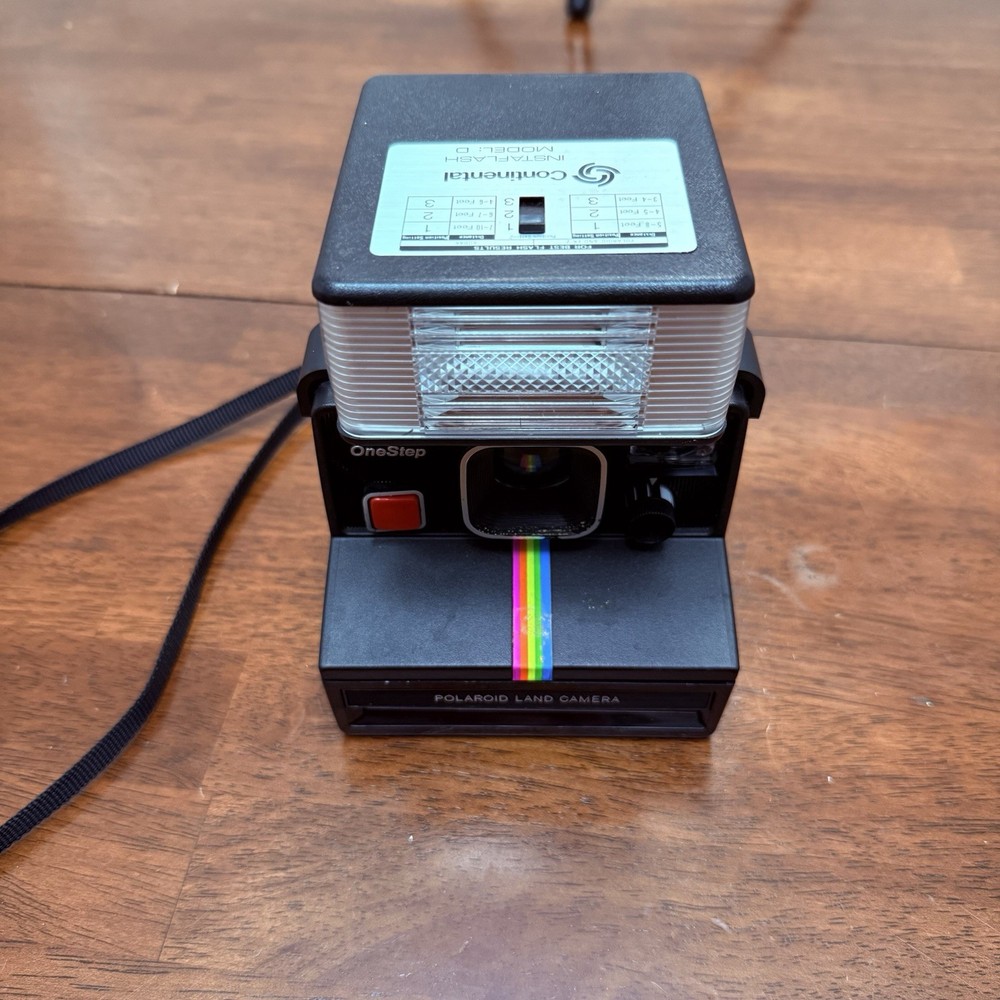 Polaroid Time Zero One Step Land Camera w/ Continental Instaflash UNTESTED