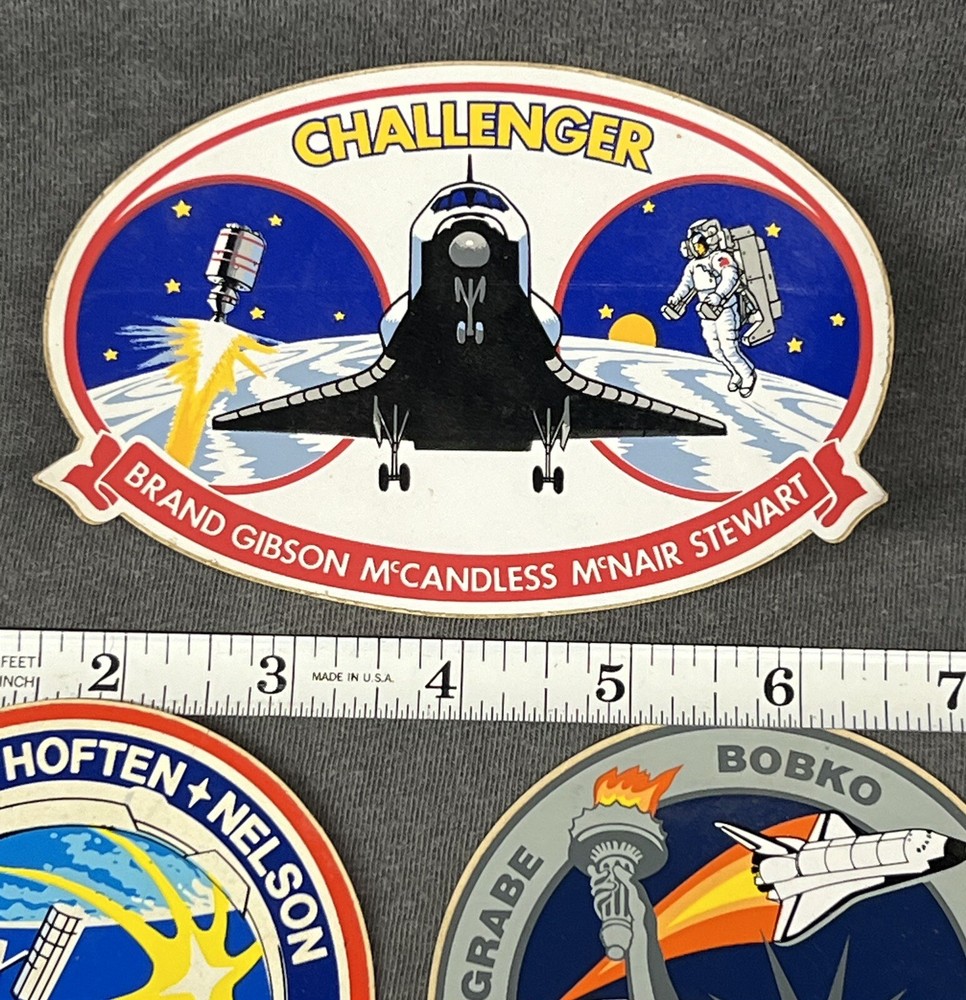 3 NASA Space Mission Shuttle Challenger Decals 3 Different W Astronauts Names