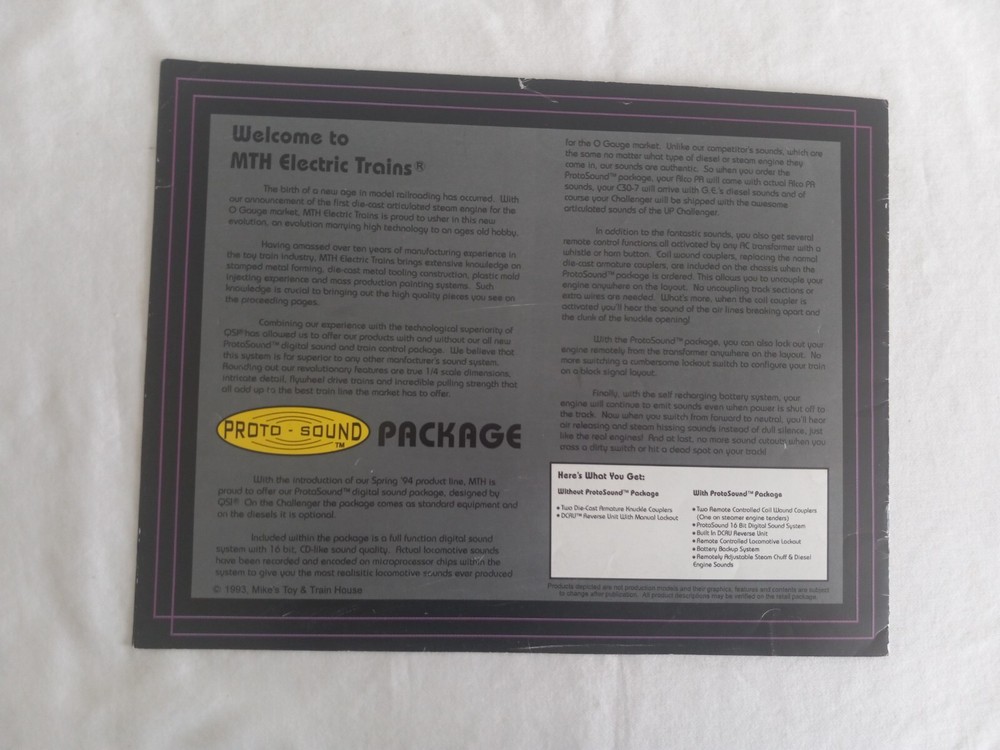 MTH ELEVTRIC TRAINS Spring 1994 Catalog in Excellent Condition