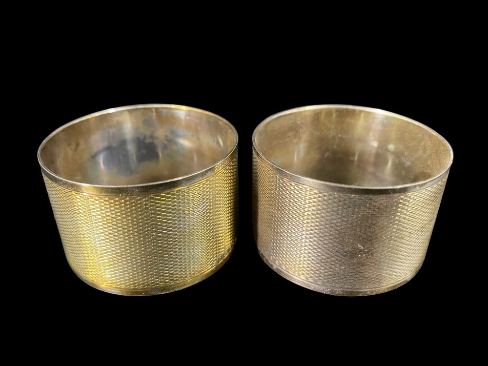 Vintage B&Co Sterling Silver Napkin Rings Engine Turned Pattern