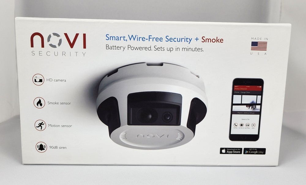 Novi Security 4-in-1 Home Security Smart, Wire Free Security + Smoke NEW