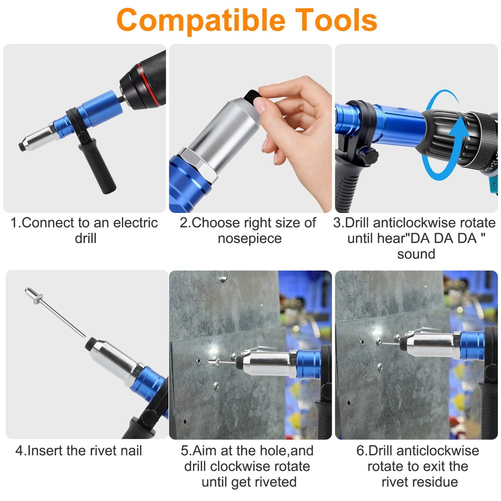 Electric Rivet Nut Gun Cordless Drill Pop Adapter Riveting Riveter Insert Tool