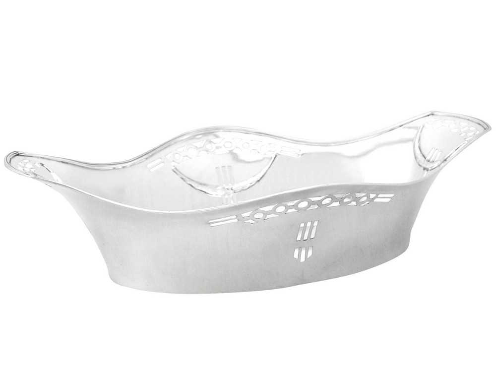 Antique Art Deco German Silver Bread Dish