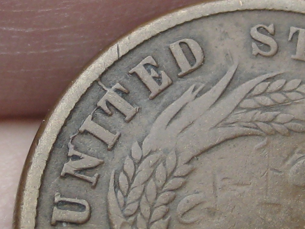 1865 Two 2 Cent Piece- Fancy 5, Shattered Reverse, Large Die Break Mint Error